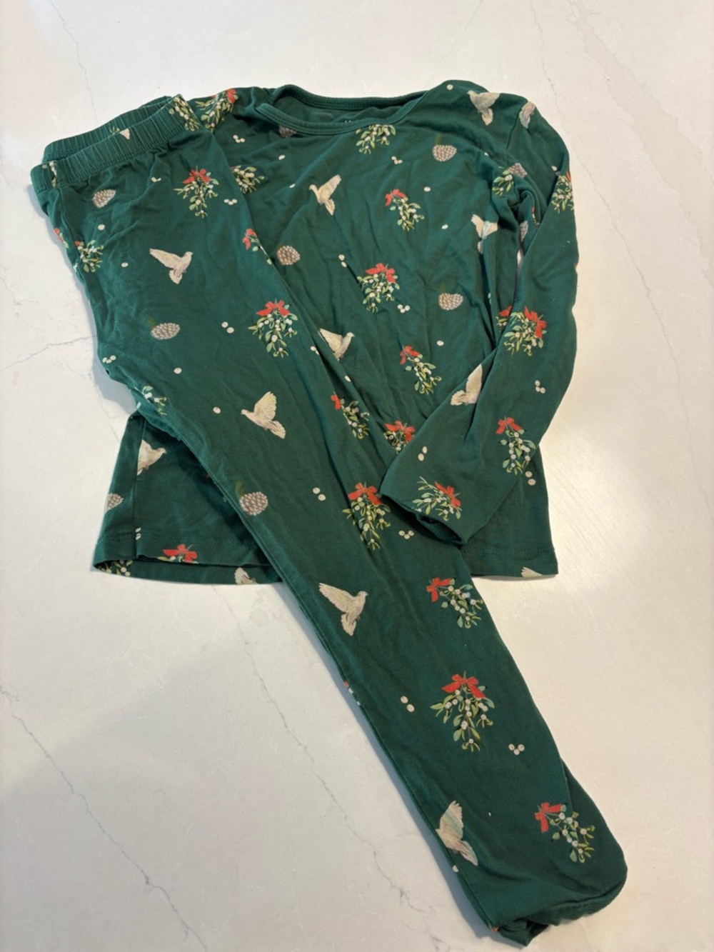Kyte Baby Green Holiday Bird Print Pajama Set